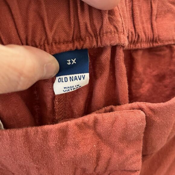 Old Navy Linen Blend High Rise Shorts Beachy Coastal Womens Size 3X Pockets - Picture 3 of 8